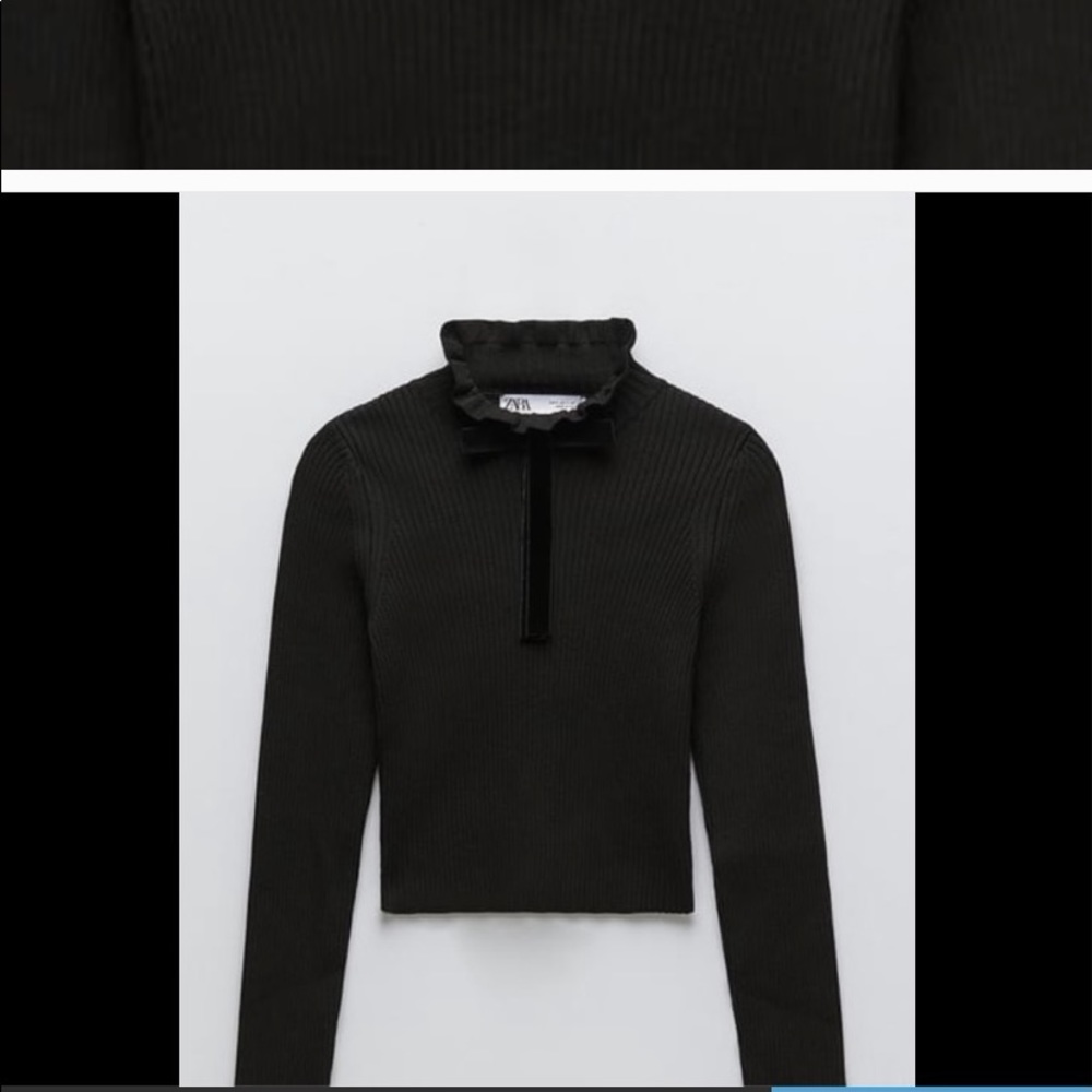 ZARA VELVET BOW KNIT SWEATER